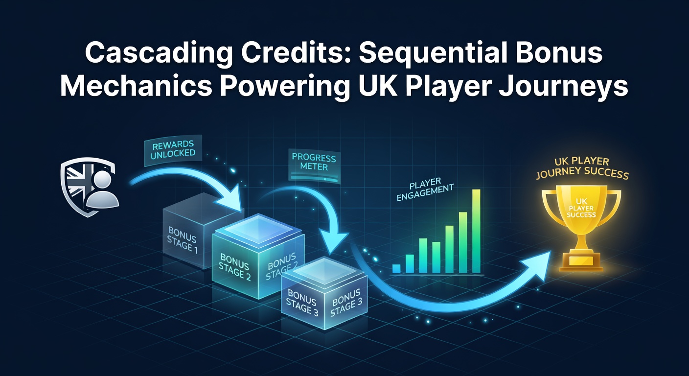 Visual representation of cascading credit sequences unlocking progressive bonuses in UK online casino platforms