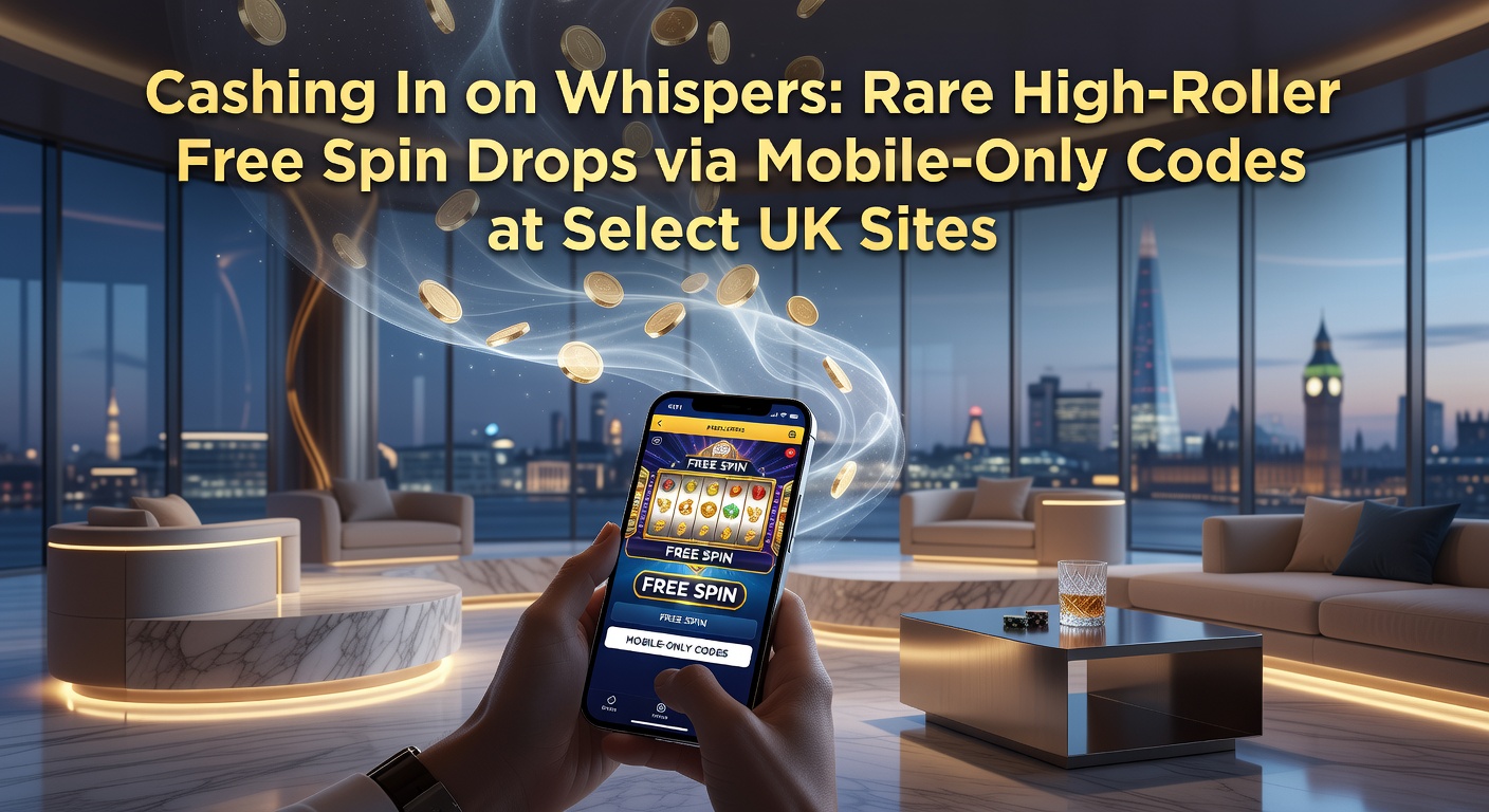 Close-up of a high-roller's hand on a luxury phone claiming a free spin code, with casino lights and slot reels blurred in the background