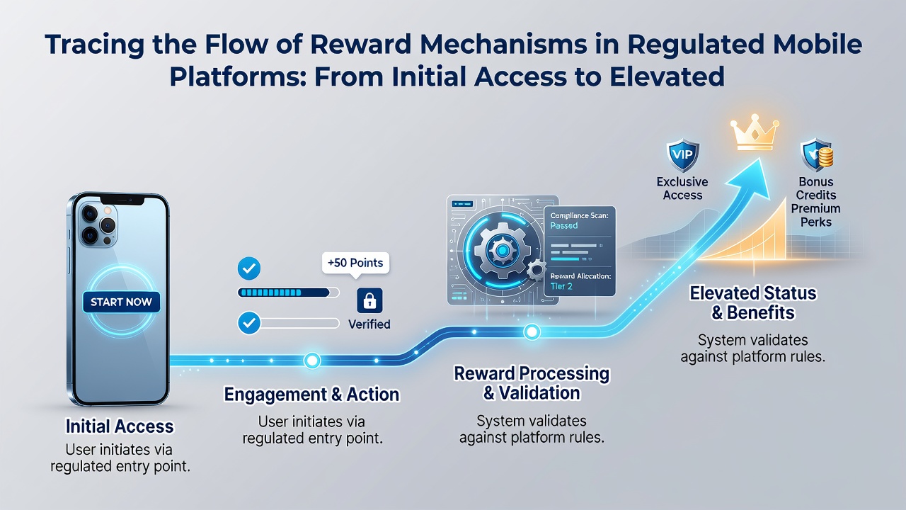 Diagram showing progression stages in mobile reward systems
