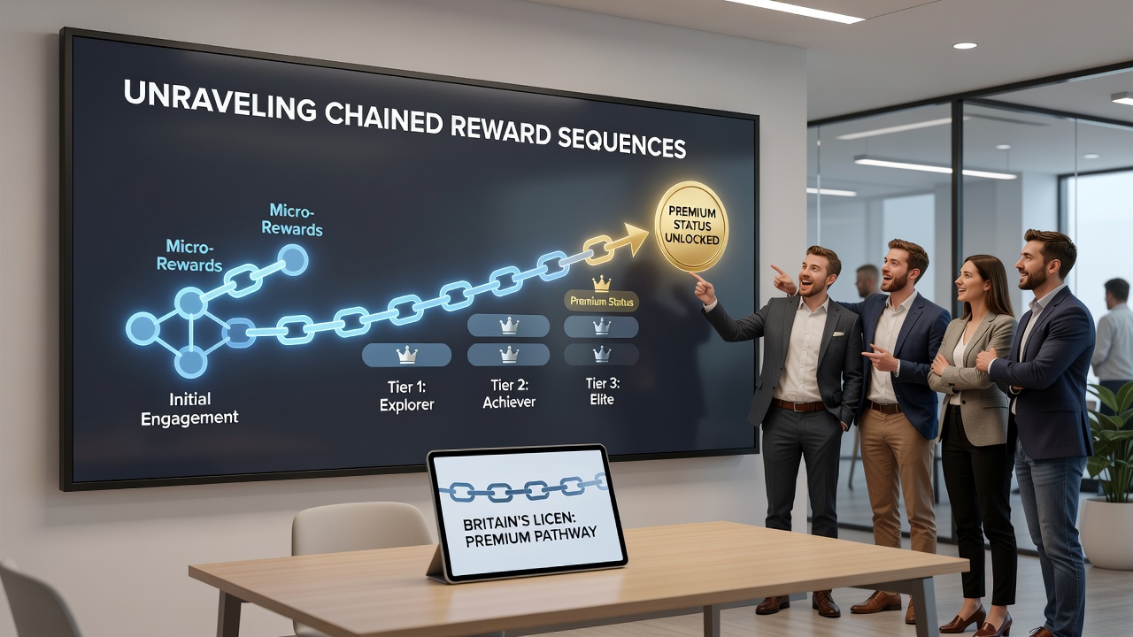 Diagram showing player progression through chained rewards toward VIP tables in UK casinos